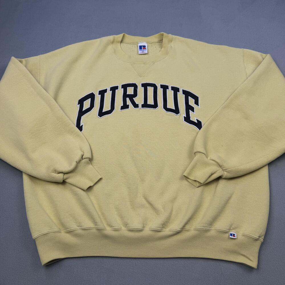 Vintage Purdue Boilermakers Sweatshirt Mens 2XL Gold Basketball Russell Athletic